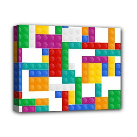 Colorful Bricks, Bricks, Colorful, Colors, Games, Lego, Rainbow Deluxe Canvas 14  x 11  (Stretched) from ArtsNow.com