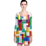 Colorful Bricks, Bricks, Colorful, Colors, Games, Lego, Rainbow Long Sleeve Bodycon Dress