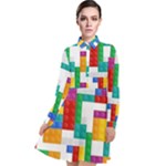 Colorful Bricks, Bricks, Colorful, Colors, Games, Lego, Rainbow Long Sleeve Chiffon Shirt Dress