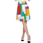 Colorful Bricks, Bricks, Colorful, Colors, Games, Lego, Rainbow A-Line Skirt