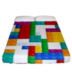 Colorful Bricks, Bricks, Colorful, Colors, Games, Lego, Rainbow Fitted Sheet (Queen Size)