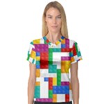 Colorful Bricks, Bricks, Colorful, Colors, Games, Lego, Rainbow V-Neck Sport Mesh T-Shirt