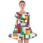 Colorful Bricks, Bricks, Colorful, Colors, Games, Lego, Rainbow Long Sleeve Skater Dress