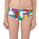 Colorful Bricks, Bricks, Colorful, Colors, Games, Lego, Rainbow Mid-Waist Bikini Bottoms