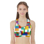 Colorful Bricks, Bricks, Colorful, Colors, Games, Lego, Rainbow Sports Bra with Border