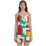 Colorful Bricks, Bricks, Colorful, Colors, Games, Lego, Rainbow Body Wrap Sleeveless V-Neck Mini Dress