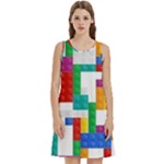 Colorful Bricks, Bricks, Colorful, Colors, Games, Lego, Rainbow Round Neck Sleeve Casual Dress With Pockets