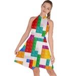 Colorful Bricks, Bricks, Colorful, Colors, Games, Lego, Rainbow Sleeveless Halter Neck A-Line Dress