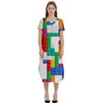 Colorful Bricks, Bricks, Colorful, Colors, Games, Lego, Rainbow T-Shirt Midi Dress With Pockets