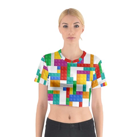 Colorful Bricks, Bricks, Colorful, Colors, Games, Lego, Rainbow Cotton Crop Top from ArtsNow.com