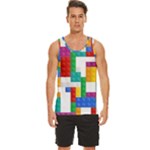 Colorful Bricks, Bricks, Colorful, Colors, Games, Lego, Rainbow Men s Wide Collar Tank Top