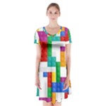 Colorful Bricks, Bricks, Colorful, Colors, Games, Lego, Rainbow Short Sleeve V-neck Flare Dress