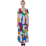 Colorful Bricks, Bricks, Colorful, Colors, Games, Lego, Rainbow High Waist Short Sleeve Maxi Dress