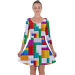 Colorful Bricks, Bricks, Colorful, Colors, Games, Lego, Rainbow Quarter Sleeve Skater Dress