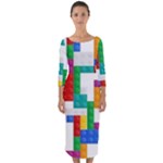 Colorful Bricks, Bricks, Colorful, Colors, Games, Lego, Rainbow Quarter Sleeve Midi Bodycon Dress