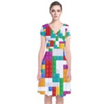 Colorful Bricks, Bricks, Colorful, Colors, Games, Lego, Rainbow Short Sleeve Front Wrap Dress