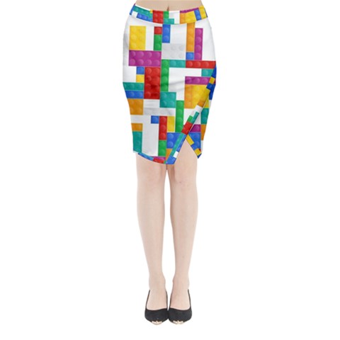 Colorful Bricks, Bricks, Colorful, Colors, Games, Lego, Rainbow Midi Wrap Pencil Skirt from ArtsNow.com