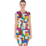 Colorful Bricks, Bricks, Colorful, Colors, Games, Lego, Rainbow Capsleeve Drawstring Dress 