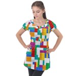 Colorful Bricks, Bricks, Colorful, Colors, Games, Lego, Rainbow Puff Sleeve Tunic Top