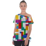 Colorful Bricks, Bricks, Colorful, Colors, Games, Lego, Rainbow Off Shoulder Tie-Up T-Shirt