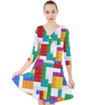 Colorful Bricks, Bricks, Colorful, Colors, Games, Lego, Rainbow Quarter Sleeve Front Wrap Dress