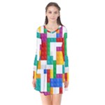 Colorful Bricks, Bricks, Colorful, Colors, Games, Lego, Rainbow Long Sleeve V-neck Flare Dress