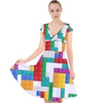 Colorful Bricks, Bricks, Colorful, Colors, Games, Lego, Rainbow Cap Sleeve Front Wrap Midi Dress