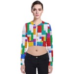 Colorful Bricks, Bricks, Colorful, Colors, Games, Lego, Rainbow Long Sleeve Zip Up Bomber Jacket