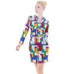 Colorful Bricks, Bricks, Colorful, Colors, Games, Lego, Rainbow Button Long Sleeve Dress