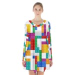 Colorful Bricks, Bricks, Colorful, Colors, Games, Lego, Rainbow Long Sleeve Velvet V-neck Dress