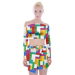 Colorful Bricks, Bricks, Colorful, Colors, Games, Lego, Rainbow Off Shoulder Top with Mini Skirt Set