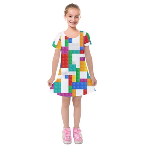 Colorful Bricks, Bricks, Colorful, Colors, Games, Lego, Rainbow Kids  Short Sleeve Velvet Dress from ArtsNow.com