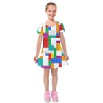 Colorful Bricks, Bricks, Colorful, Colors, Games, Lego, Rainbow Kids  Short Sleeve Velvet Dress