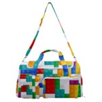 Colorful Bricks, Bricks, Colorful, Colors, Games, Lego, Rainbow Sports Gym Duffle Bag with Shoe Compartment