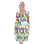 Colorful Bricks, Bricks, Colorful, Colors, Games, Lego, Rainbow Long Sleeve Velvet Front Wrap Dress