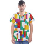 Colorful Bricks, Bricks, Colorful, Colors, Games, Lego, Rainbow Men s V-Neck Scrub Top