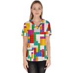 Colorful Bricks, Bricks, Colorful, Colors, Games, Lego, Rainbow Women s V-Neck Scrub Top