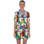 Colorful Bricks, Bricks, Colorful, Colors, Games, Lego, Rainbow Satin Short Sleeve Pajamas Set