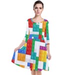 Colorful Bricks, Bricks, Colorful, Colors, Games, Lego, Rainbow Quarter Sleeve Waist Band Dress