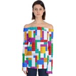 Colorful Bricks, Bricks, Colorful, Colors, Games, Lego, Rainbow Off Shoulder Long Sleeve Top