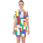 Colorful Bricks, Bricks, Colorful, Colors, Games, Lego, Rainbow Sixties Short Sleeve Mini Dress