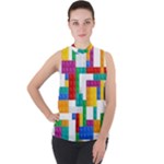 Colorful Bricks, Bricks, Colorful, Colors, Games, Lego, Rainbow Mock Neck Chiffon Sleeveless Top