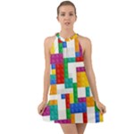 Colorful Bricks, Bricks, Colorful, Colors, Games, Lego, Rainbow Halter Tie Back Chiffon Dress