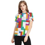 Colorful Bricks, Bricks, Colorful, Colors, Games, Lego, Rainbow Women s Short Sleeve Rash Guard