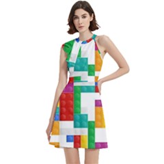 Cocktail Party Halter Sleeveless Dress With Pockets 