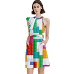 Colorful Bricks, Bricks, Colorful, Colors, Games, Lego, Rainbow Cocktail Party Halter Sleeveless Dress With Pockets