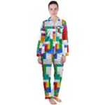 Colorful Bricks, Bricks, Colorful, Colors, Games, Lego, Rainbow Women s Long Sleeve Satin Pajamas Set	