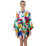 Colorful Bricks, Bricks, Colorful, Colors, Games, Lego, Rainbow Long Sleeve Satin Kimono