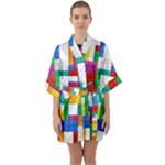 Colorful Bricks, Bricks, Colorful, Colors, Games, Lego, Rainbow Half Sleeve Satin Kimono 