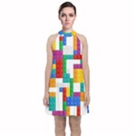 Colorful Bricks, Bricks, Colorful, Colors, Games, Lego, Rainbow Velvet Halter Neckline Dress 